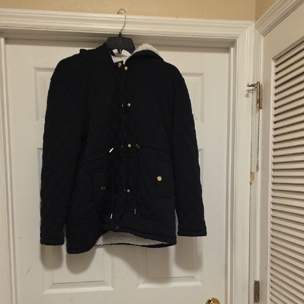 Men's Quilted Black Hooded Jacket